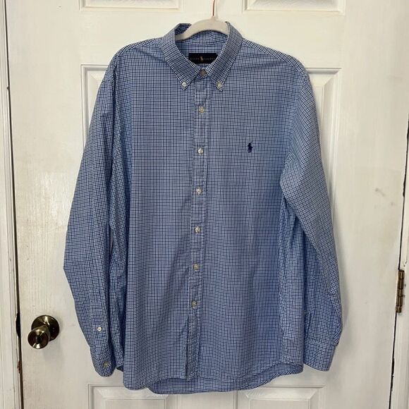 Ralph Lauren Men’s XL blue checked blue pony button down long sleeve shirt - Picture 10 of 10